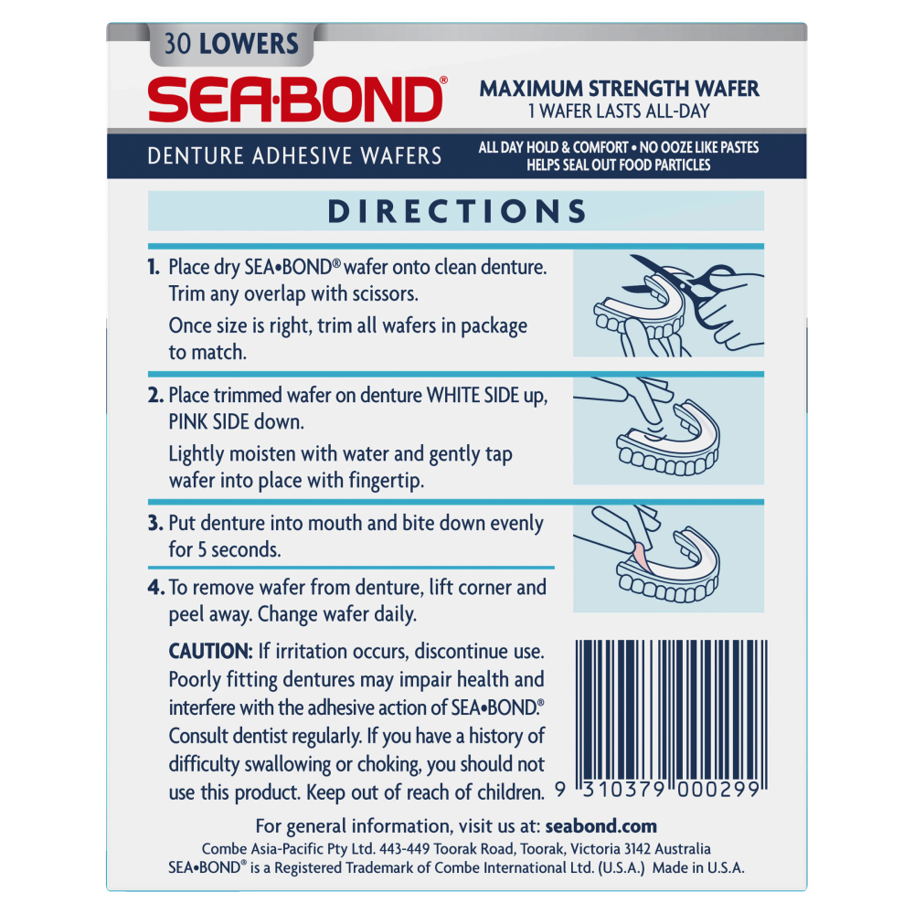 Sea Bond Denture Adhesive Lowers 30