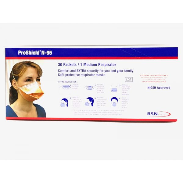 Proshield N95 Medium Size Face Mask 30 Pack Individually Sealed Units